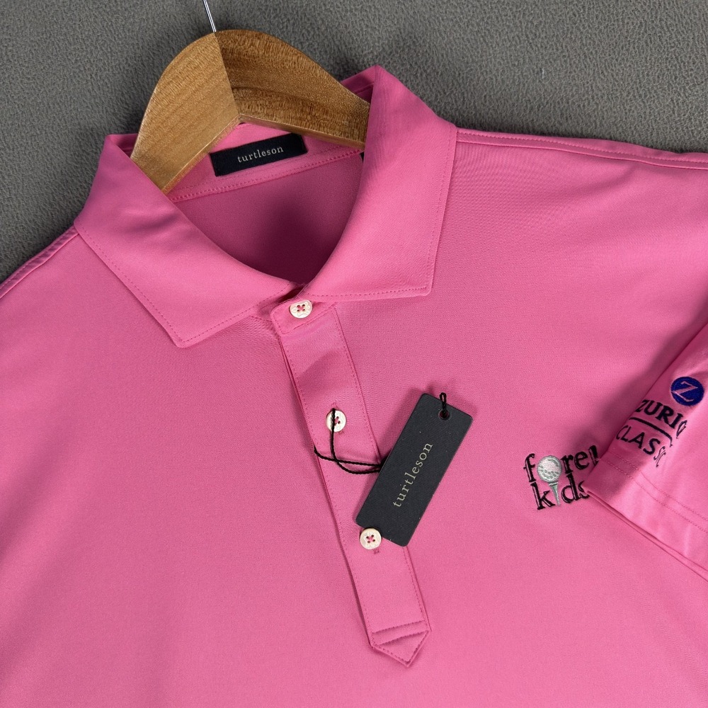 Turtleson Polo Shirt Mens Large Pink Zurich Classic TPC Performance Golf New
